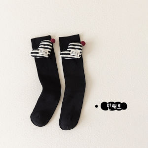 ถุงเท้าเด็กผู้หญิง ถุงเท้าครึ่งแข้งผ้าฝ้ายแท้ ถุงเท้าเด็กฤดูใบไม้ผลิและฤดูใบไม้ร่วง สไตล์เกาหลี น่ารัก บรรยากาศของคริสต์มาส ถุงเท้าเด็ก