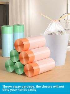 Thickened Plastic Tea Flower Drawstring Trash Bags Kitchen Home Use Handheld Large Size Caddy Small Pulling Rope Waste Bags