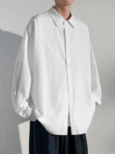 Pure Color Long Sleeves Shirt Men Spring and Autumn New Arrival Trendy Loose Easiest for Match Casual Turn-down Collar Coat Youth Shirt