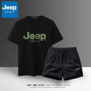 เสื้อยืดแขนสั้นสำหรับวิ่ง JEEP สำหรับผู้ชาย ชุดกีฬา ชุดออกกำลังกาย กระชับสัดส่วน ขาสั้น แห้งเร็ว ชุดกีฬาฤดูร้อน สำหรับคู่รัก