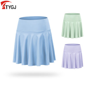 Golf Ladies Short Skirt Pants Elastic Conceal Quick Dry Fake Two-Piece Sports Yoga Running Anti-Light Half-length Skirt