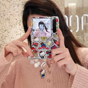 Korean Style Cute Snack KT Cat Foldable Screen Phone Case for Huawei Pura X OPPO Find N3 Flip Samsung Z Flip7/6/5/4 Xiaomi Mixflip