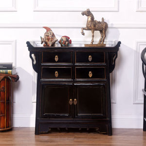 New Chinese Style Entrance Cabinet Locker Foyer Old Elm Head Cabinet Small Apartment Decoration Counter Solid Wood Single Shoe Cabinet