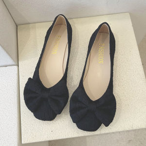 Fairy Style Womens Slip-On Shoes Soft Bottom Grandmother Shoes Butterfly Knot Flat Bottom Casual Loafers Summer New Arrival