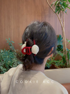 เครื่องประดับผมแบบคลิปดอกไม้สีแดงเข้มสไตล์วินเทจ Cookie สำหรับฤดูใบไม้ร่วงและฤดูหนาว สำหรับผมสั้นและผมบาง