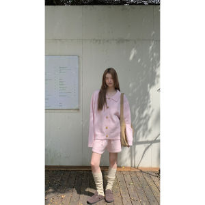 Fashionable Autumn Pink Knitted Cardigan