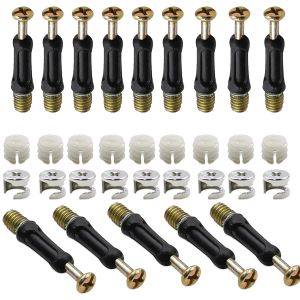50 Sets 3 in 1 Furniture Connecting Kit Cam Lock Nuts and Cam Screws Furniture Connecting Fittings with Dowel Nuts and Cam Screw