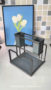 Knife Holder Counter Knife Rack with Chopstick and Drain Tray Pot Lid Rack Kitchen Tools Storage Rack Multi Function Utensil Rack Space Saver Easy to Clean