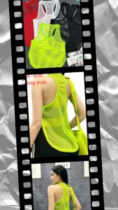 Áo Tank Top Lưới Nữ Mặc Ngoài gym aerobic yoga LUKY Lưới Lỗ To Xe 2 Bên trẻ trung Dễ Vận Động T56
