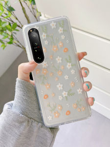 Jianqing Sony Xperia 10 V Phone Case Protective Cover Transparent Flower Full Edge Protection Cartoon Silicone Anti-Fall for Women