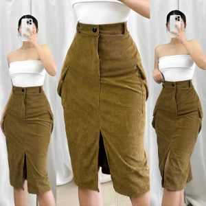 New Trending Corduroy Midi Skirt for Women Casual Fashion Style fits Small to Large Size