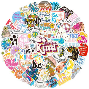 50 Sheets Be Kind Friendly Psychology English Inspirational Kindness Learning Stickers Decoration Notebook Wall Photo Frame Painter Account Insulation Cup Guitar Electric Car Bookshelf Trolley Case DIY Waterproof Stickers
