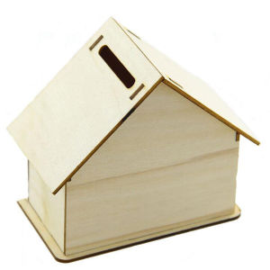 Mini Storage Box Wooden House Coin Money Bank DIY Painting Your Saving Pot House Shape DIY Coin Bank Money Box