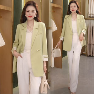 Fashionable Loose Womens Suit Jacket Korean Style Commuter Top Spring Summer New Chinese Style Seven Sleeve Long Coat