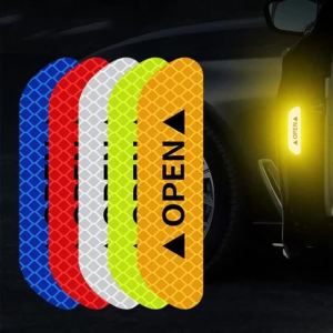 4PCS Car Accessories Car Stickers Reflective Warning Sticker Wheel Eyebrows Door Opening Sticker Diamond Wheel Reflective Strip