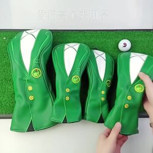 Vỏ bọc gậy putter áo khoác xanh golf golf Bọc Đầu Gậy Võ Sư PU Chống Nước 1/3/5/UT Bộ Bao Thanh
