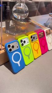 Ốp Điện Thoại Silicone Lỏng Màu Neon Hit Từ Tính Tương Thích Với Sạc Không Dây Magsafe Dành Cho iPhone 18/17/16/15/14/13