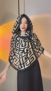 YouJ Women Square Scarf Silk Multi-use Fashion Prints for Commute 190*60cm