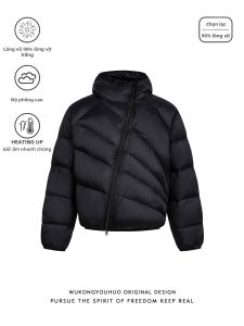 WUKONGYOUHUO | Áo Khoác Nỉ Phong Cách Độc Đáo Zip Bên 90% Down Có Mũ Dành Cho Nam Ấm Áp Nhẹ