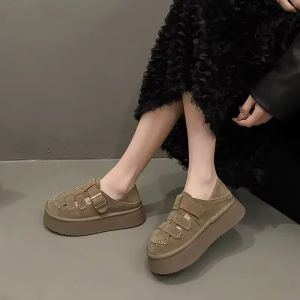 2024 Summer New Korean Sandals Versatile Weaving One Belt Casual Fashion Sandals