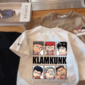 Casual Cool Cartoon Slam Dunk Print Cotton Short Sleeve T-shirt for Boys