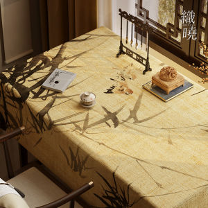 New Chinese Style Calligraphy Tablecloth Desk Mat Waterproof Fabric Art Office Desk Pad Long Rectangle Shape from China