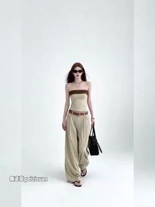 PEIZIXUAN | Korean Style Crop Top and Wide Leg Pants Outfit Set