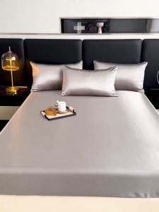 3 in 1 Satin Silk Fitted Bedsheet Set Single/Double/Queen/King 4 Size Soft Cool Touch Bed sheet