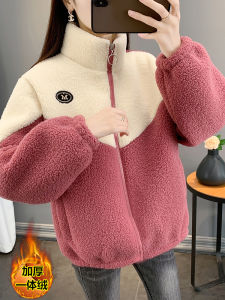 Thickened Faux Lamb Velvet Jacket Womens Autumn Winter New Style Popular Loose Particle Velvet Warm Cotton Coat Long Sleeve Stand Collar
