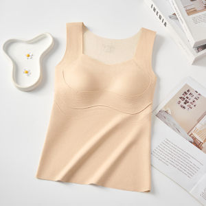 MiiOW | Warm Silk Cashmere Vest Womens No Trace Underwear With Chest Pad Autumn Winter Top Cat Person Dervo Elegant Simple Style