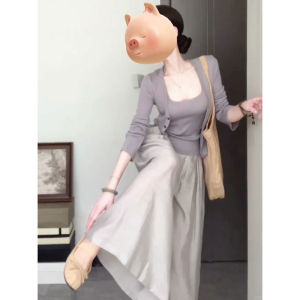 Elegant Fashionable Three-Piece Set Short Sleeve Open Cardigan Vest Long Pants Comfortable Cotton Casual Style Autumn Wear