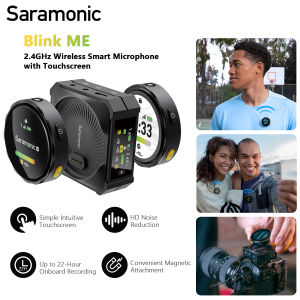 Saramonic BlinkMe B2 2.4G Dual Wireless Lavalier Microphone For iPhone/Android Phone/Camera/LaptopLapel Clip-on Recording Mic for iPhone iPad Android Camera Interview Video Podcast Vlog Livestream With Touchscreen 100m Transmission