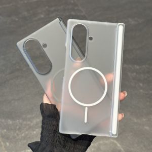 Ultra-Thin Frosted Magnetic Absorption Shell for Samsung ZFold7 Phone Case with Central Axis Z Fold6 Skin-Like Simple Transparent GalaxyZFlod5 Foldable Screen Protection for Men And Women Full Cover Anti-Fall 4 Protective Cover