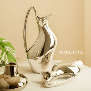 Đồng Hồ Trang Trí Hiện Đại Đơn Giản Sang Trọng Bằng Gốm Sứ Màu Bạc Vase Hoa Trang Trí Phòng Mẫu Trang Trí Mềm Cho Nhà Hàng