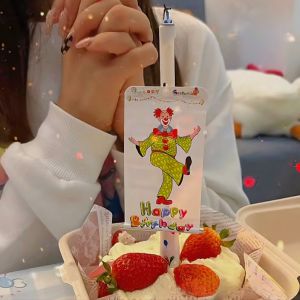 Birthday Clown Themed Fan Shaped Candle Creative Funny Decoration for Boys Cakes Surprise Gift Romantic Style Simple Packaging