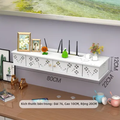 Tủ Đựng Thiết Bị Mạng Hai Lớp Multimedia Wall-Mounted WiFi Power Strip Organizer Living Room Decor Router Storage Rack