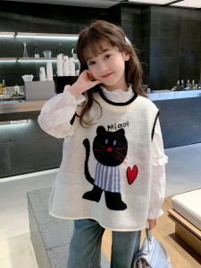 Áo Len Dệt Kim Cho Bé Gái Mùa Xuân Thu Áo Khoác Ngoài Áo Chui Đầu Cổ Tròn Dáng Ôm Áo Phông Cotton Cho Bé Gái