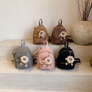 Fashionable Womens Backpack Lightweight Travel Handbag Retro Student Bookbag High-End Texture Commuter Style Soft Cotton Material