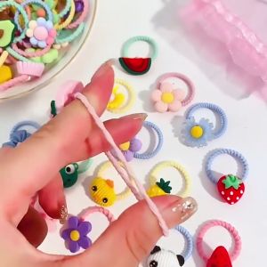 Ikat Rambut Korea Anak Perempuan Lucu Motif Bunga Buah Aksesoris Karet Rambut Import AK274