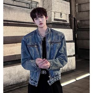 ZHUOCAN | Blue Short Mens Spring/Fall Denim Jacket