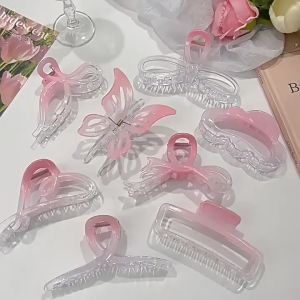 Sweet Girls Pink Gradient Beautiful Hair Clip Butterfly Bow Hairpin Grips Accessories