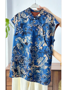 QINGNAER | Elegant and Timeless Plus Size Womens Shirt Short Sleeve with Cross Collar and Jacquard 2025 Summer