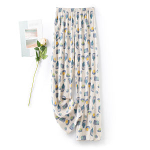 New 2025 Womens Summer Cotton Silk Straight Leg Pants Artificial Cotton Home Long Pants plus Size Comfortable Casual Trousers