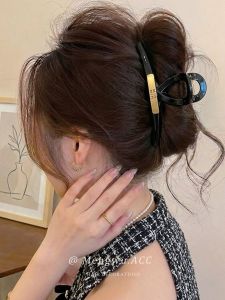 MENGWU | Luxury Golden Black Hoop Claw Hair Clip Rear Head Simple Accessory