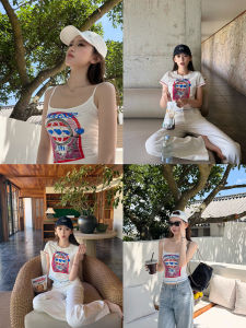 OIOI ESSE | Áo Thun Ngắn Tay Phối Màu Vintage cho Phụ Nữ
