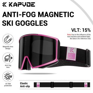KAPVOE Photochromic Ski Snowboard Goggles Skiing Eyewear Mask Snow Protection Over Glasses Adult Double Anti-Fog Cylindrical