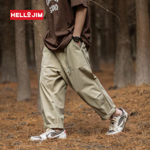HELLO JIM Loose Cargo Pants 100% Cotton Pleated casual pants retro thin pants 2023 new with belt slack long pants  K2170