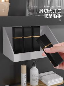 กล่องเก็บของติดผนังกระจกใสสำหรับห้องน้ำ ชั้นวางเครื่องสำอาง ครีมบำรุงผิว ไม่ต้องเจาะ กล่องเก็บของสำหรับจัดระเบียบ