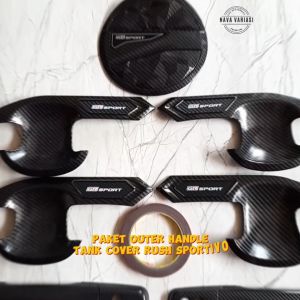 Paket Outer Cover Door Handle Pegangan Pintu Tank Cover Mobil Rush Sportivo 2018 Glossy Carbon