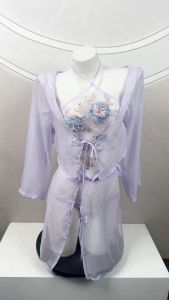 BABY FACE ชุดคอสเพลย์โบราณ ชุดสาวจีน ชุดนอนไม่ได้นอน 🔮 ชุดเซ็ทผ้าชีฟองบางเบา สีม่วง BF-122